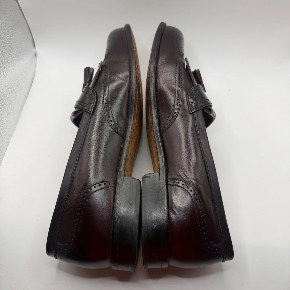 Hanover MasterFlex Mens 9.5 M Burgundy Leather Kiltie Tassel Wingtip Loafers
